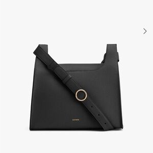 Cuyana Double Loop Black Pebbled Leather Women's Bag